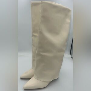 MADDEN GIRL Evander Fold-Over Cuffed Knee High Wedge Boots Women’s Size 8 NEW